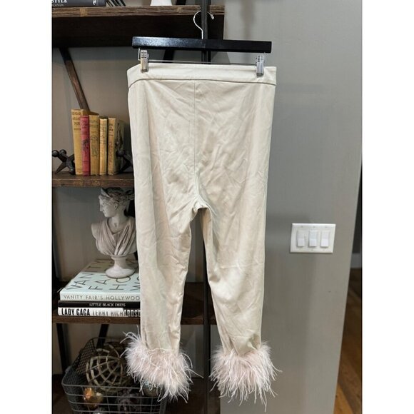 Lamarque Pagetta Faux Leather Cropped Flare Pants Bone Womens Size Large - Picture 8 of 11